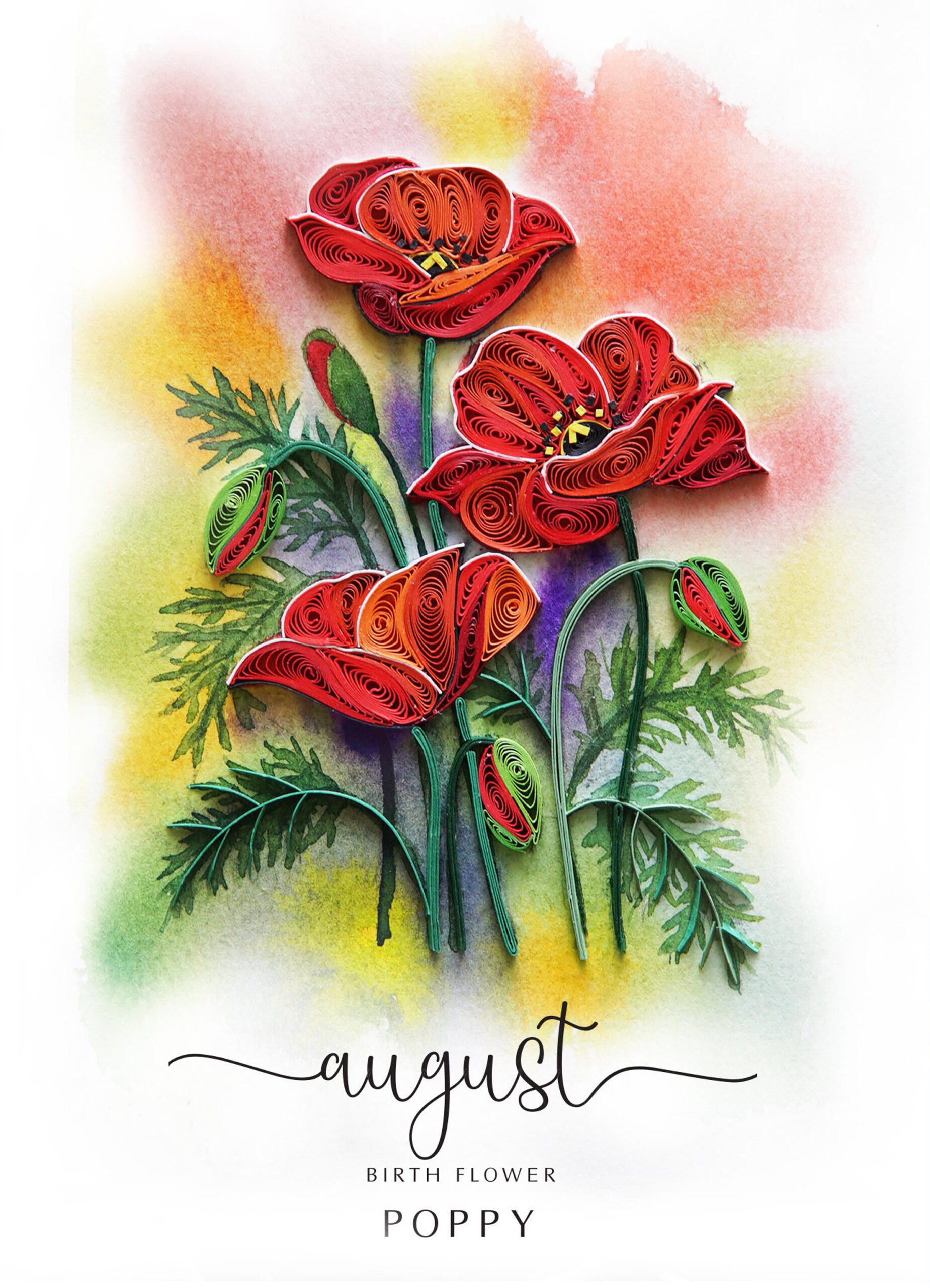 QUILLING AUGUST BIRTHDAY CARD