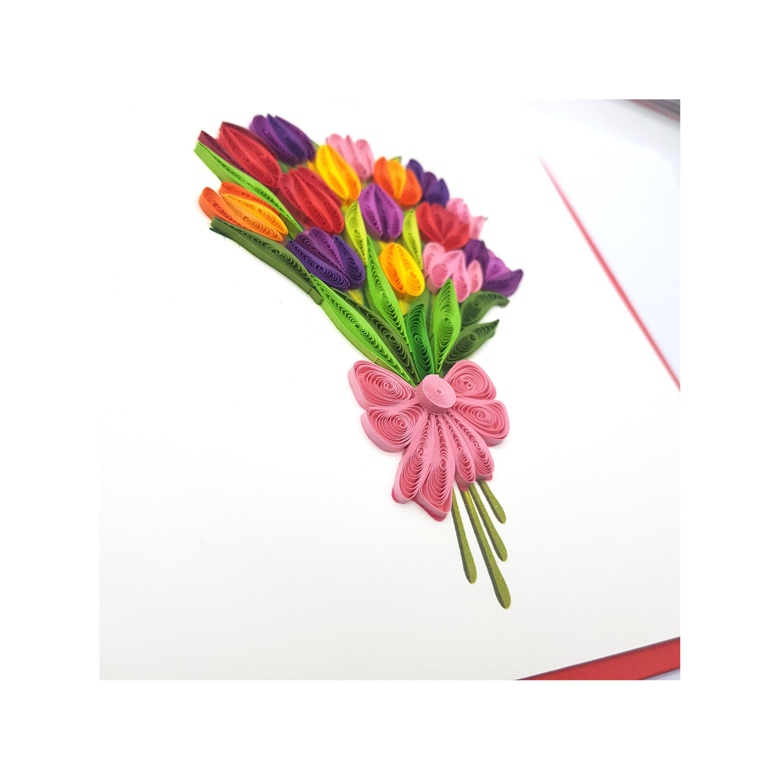 QUILLING MULTICOLOR TULIP GREETING CARD